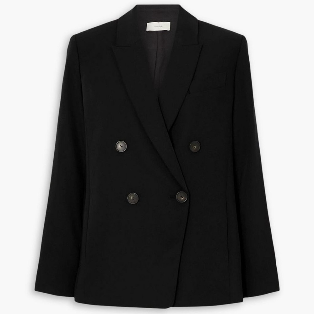 Vince Classic Black Double-Breasted Blazer